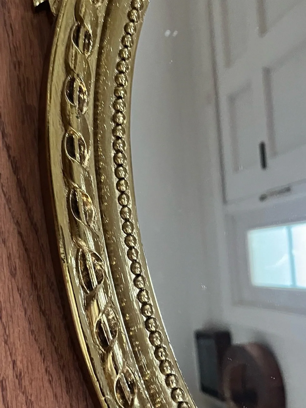 Home Interiors Gold Ornate Oval Wall Mirror with Floral Bow Accent